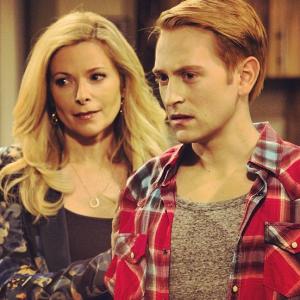 Screen shot of Eric Nelsen and Cady McClain on set of All My Children