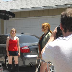 Elizabeth Mihelich and Amy Janz film a scene for the short Back to the Drawing Board