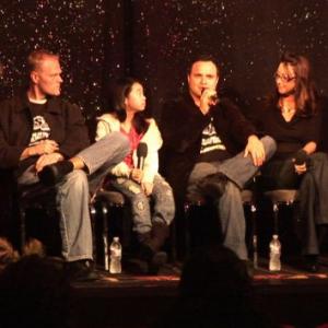 Bob Nuchow interviewing panel at Beverly Hills Fine Arts Theatre for independently produced SSG Screening Series