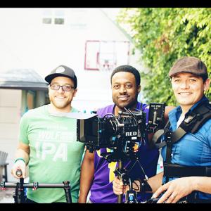 Left to right; Brian Mach (B-camera), Alonzo Smith, Jr (Director / Producer), David Marroquin (Director of Photography). Filming 'Hello, Again'.