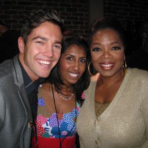 65RedRoses filmmakers Nimisha Mukerji and Philip Lyall with Oprah at OWN Doc Club launch Sundance 2011