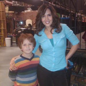 Skyler on the set of Wizards of Waverly Place with Maria CanalsBarrera