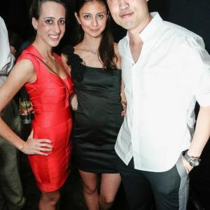 Louisa Ward at the New York Supercapitalist premier after party with friend Gabriela Azuaje and the films star Derek Ting