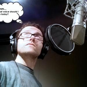 Dave McRae, professional voice artist in studio, 2013