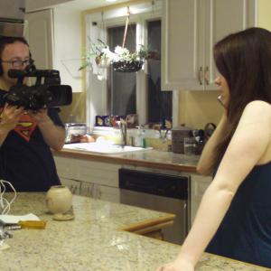 Director Dave McRae with Actress Tonya Dodds on the set of The Intruder
