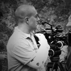 Writer, Producer, Director Nick Briscoe on the set of the thriller BLUR