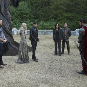 Still of Ginnifer Goodwin, Sean Maguire, Jennifer Morrison, Lana Parrilla, Liam Garrigan, Colin O'Donoghue, Andrew Jenkins and Josh Dallas in Once Upon a Time (2011)