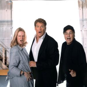 Larry A Thompson with David Hasslehoff and Elizabeth Porter at promo shoot for Comedy Central Roast of David Hasselhoff