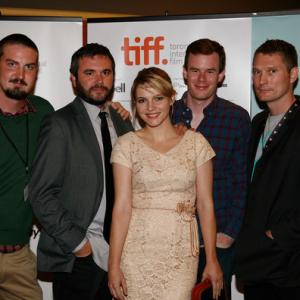 Director Adam Wingard, stars AJ Bowen, Amy Seimetz, Joe Swanberg and producer Travis Stevens at TIFF 2011.