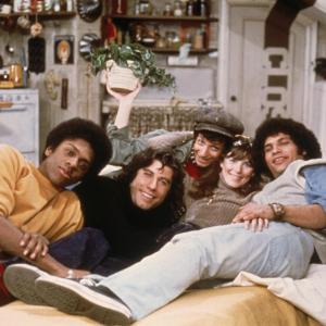 Still of John Travolta, Robert Hegyes, Lawrence Hilton-Jacobs, Ron Palillo and Marcia Strassman in Welcome Back, Kotter (1975)