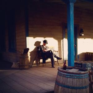 Jack Elliott taking a moment between scenes on Gunslingers Season 2