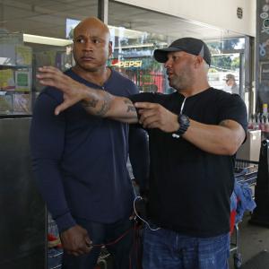 LL Cool J and David Rodriguez on the set of NCIS Los Angeles