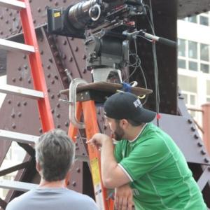 Director Michael David Lynch with DP Rick Sobin setting up the frame for BURDEN.