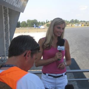 Field reporter, Mieke Buchan on location. Red Bull Air Race World Series. Budapest. 2008