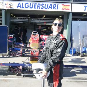 Mieke Buchan at the Australian F1 Grand Prix. ABout to do her F1 Hot Lap with driver Cam McConvil. 2010