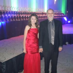 Stephen Donnelly with his daughter Emily, before receiving his Emmy for The Stage - Colorado, July 21, 2012.