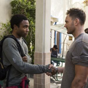 Still of Joel McHale and Donald Glover in Community (2009)