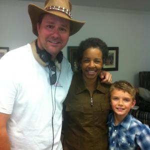 Cathy Diane Tomlin/On Red Wing Set with Director Will Wallace and Actor Austin Harrod