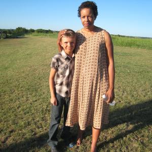 As Isabelle Riley with Austin Harrod on the set of RED WING