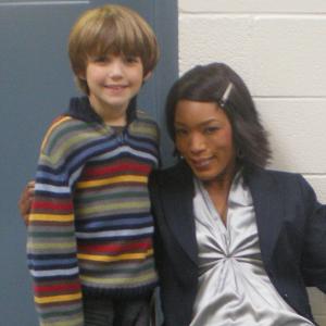 Preston Bailey and Angela Bassett filming Nothing But The Truth