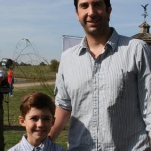 Preston Bailey and David Schwimmer on location filming Nothing But The Truth