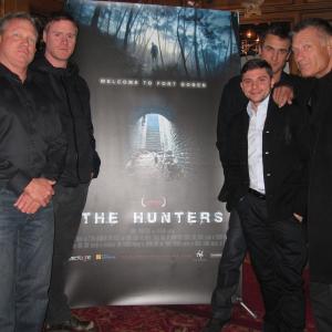 Tony Becker, Steven Waddington, Xavier Delambre, Jay Brown and Terence Knox attending the premiere of The Hunters at the Gerardmer Fantastic Film Festival 2011.