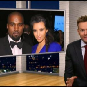 Still of Joel McHale Kanye West and Kim Kardashian West in The Soup 2004