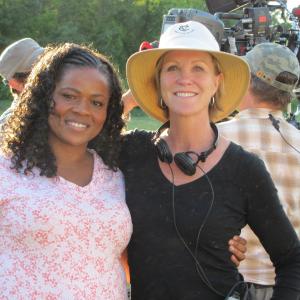 On set of Lifetimes Army Wives Ep 411 2010 Deja Dee and DirectorActress Joanna Kerns