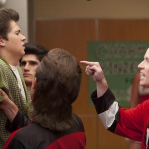 Rock Anthony and Damian McGinty on the set of Glee Season 3 Episode 4