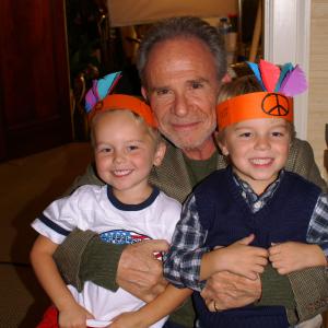 Maxwell and brother Mason with Mr Ron Rifkin on the B  S Set