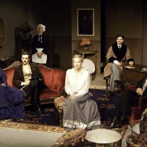 Laura Liguori (center) as Hedda Gabler in Ibsen's Hedda Gaber at the Pacific Resident Theatre.