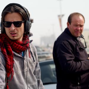 Director Ali F Mostafa with cinematographer Michael Brierley on set of City of Life 2009