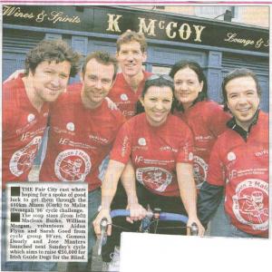 Still of the cast of Fair City Get on their Bikes for a Good Cause Try a Bike for Health HSE Mizen to Malin 06 cycle in aid of Irish Guide Dogs