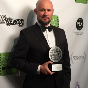 Accepting award for Outstanding Film The Demon Deep in Oklahoma at the Take Two Film Festival in New York City on Apr 12 2015
