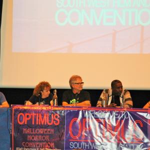 Claire Bueno moderates Optimus South West Film and Television panel talks with Ghostbusters cast Ernie Hudson, Mark Bryan Wilson, Robin Shelby and Billy Bryan.
