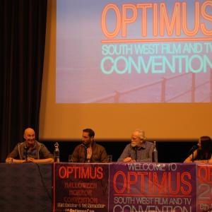 Claire Bueno moderates Optimus South West Film and Television panel talks with Games of Thrones cast James Cosmo George Georgiou Ross Mullan  Mia Soteriou