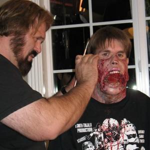 Erik A Williams being worked on by John Carl Buechler for Monsterpiece Theatre 20??
