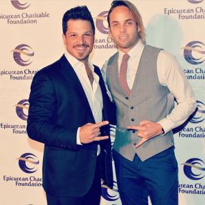 Rock of Ages stars Mark Shunock and Justin Mortelliti arrive at the Epicurean Charitable Foundation Event at the Luxor in Las Vegas.