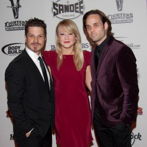 Mark Shunock, Carrie St. Louis and Justin Mortelliti from Rock of Ages arrive at the MMA Awards in Las Vegas