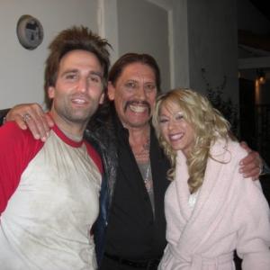 Mike Danny Trejo  Katie Morgan on the set of Shoot the Hero