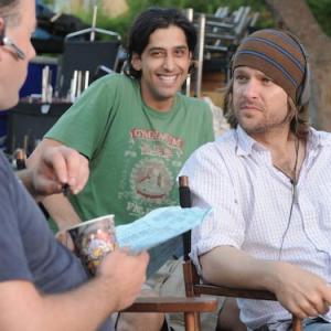 Producers Seth William Meier and Saeid Esmaeilian with director David Lisle Johnson on set of In My Pocket