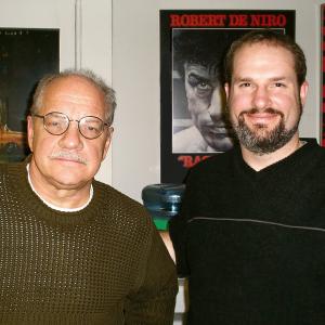 Director Peter Hanson right on location in New York for Tales from the Script with participant Paul Schrader the screenwriter of Taxi Driver