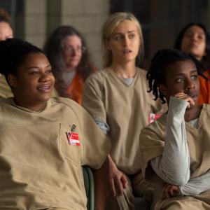 Still of Taylor Schilling, Uzo Aduba and Adrienne C. Moore in Orange Is the New Black (2013)
