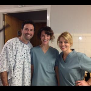 Dodie Brown with Candace Cameron Bure and Director Brian Herzlinger on set of Finding Normal