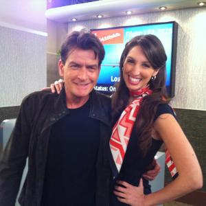 Charlie Sheen and Amanda Musso on the set of Anger Management
