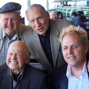(left to right) Dick Van Patton, Mickey Rooney, Mel Brooks and Mickey's son Mark Rooney at Santa Anita Racetrack April 2014.