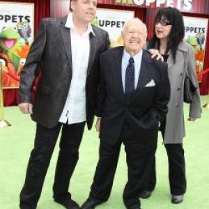 Mickey Rooney with son Mark Rooney and daughter-in-law Charlene Rooney at the Muppet Movie premiere