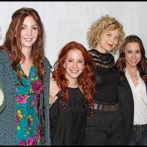 LR Amanda Mae Meyncke WriterDirector stands with cast Vanessa Zima Amy Davidson Oona Mekas Lacey Chabert and Trenton Waterson Producer at the premiere of the film Destruction Party a film by theCollaborate