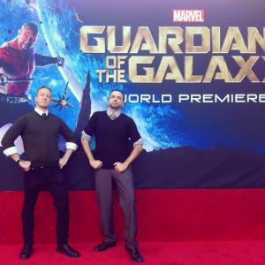 Trenton Waterson Marvel Creative Executive at the world premiere of Guardians of the Galaxy with friend Warren Christophel