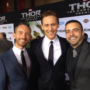 Trenton Waterson Marvel Creative Executive at the Hollywood premiere of Thor The Dark World with friends Tom Hiddleston and Lars Fiva